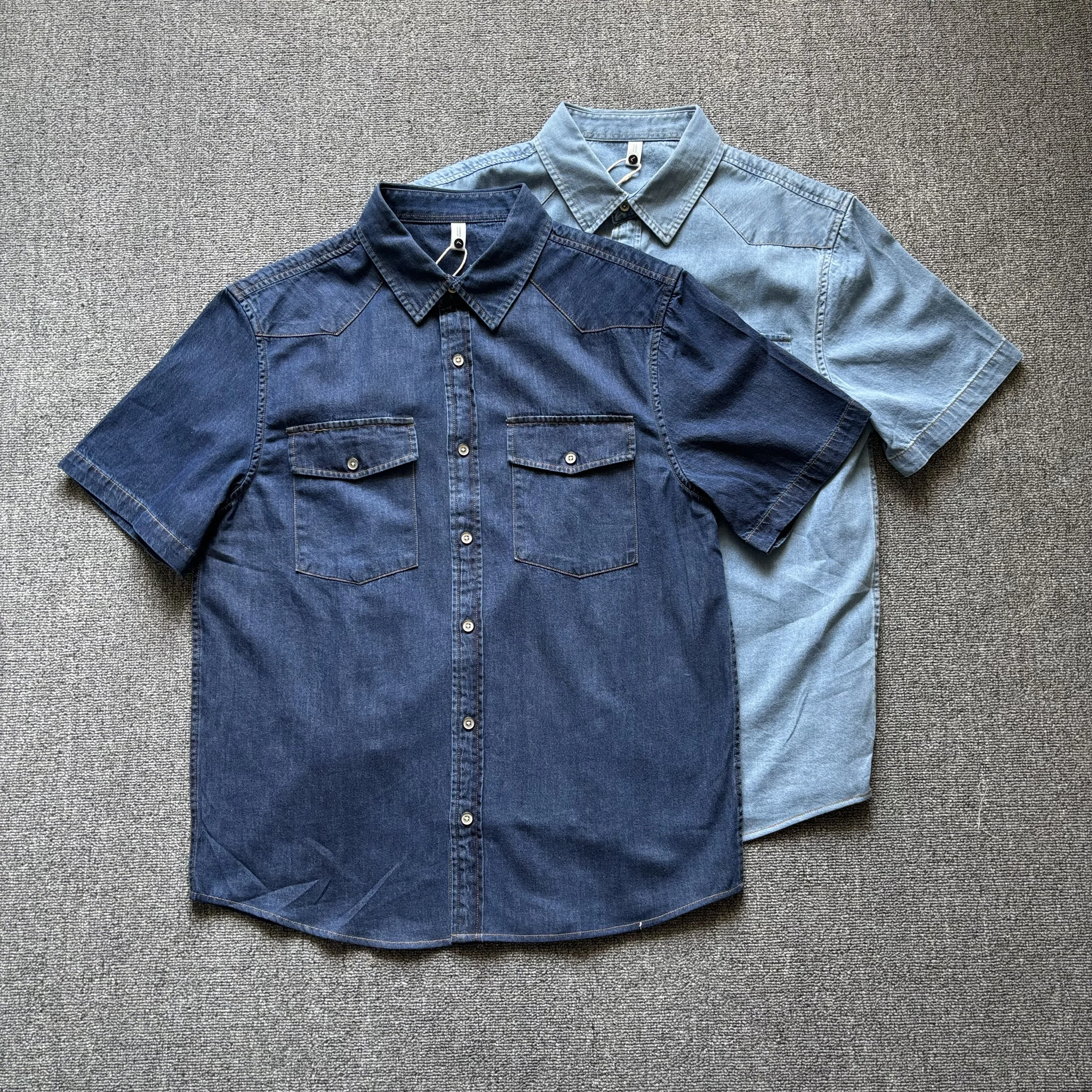 

Summer pure cotton thin large size denim shirt loose casual short-sleeved shirt jacket