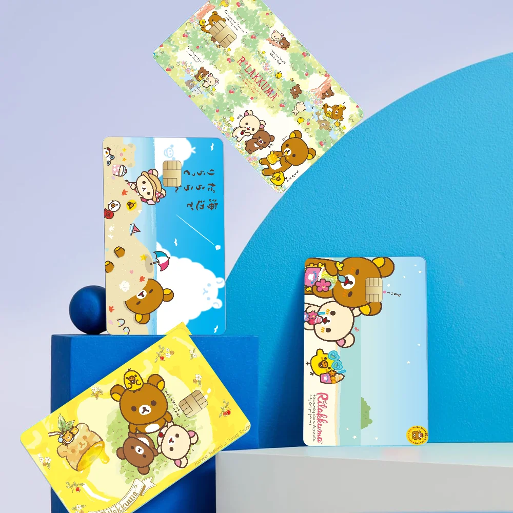 Kawaii Rilakkuma BearCreditcard-Haut-Aufkleber, keine Kleberückstände, wasserfest, für VISA-Kreditkarte, U-Bahn-Zugangskarte