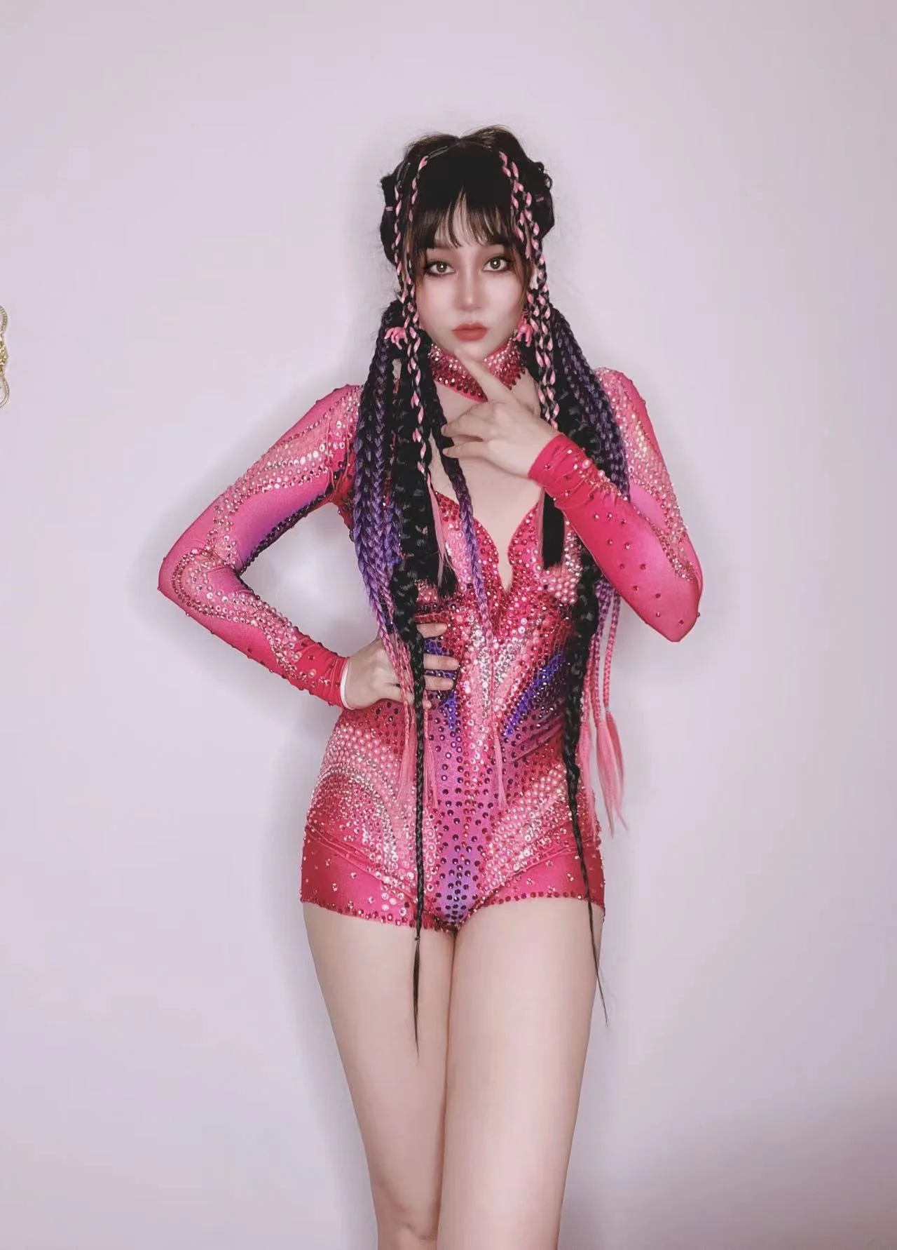 

Pearls Rhinestones Bodysuit Women Sexy Performance Costume Female Singer Leotard Stage Wear Birthday Dance Wear Stretch Outfit