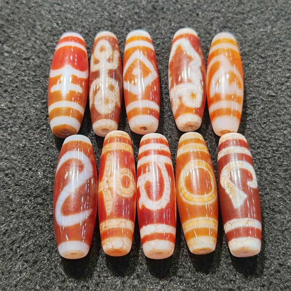 Tibet Red Meat Agate Dzi Dragon Scale Blood Silk Noble Tara and Other Multi totem Heavenly Bead Necklace Pendant DIY Accessories