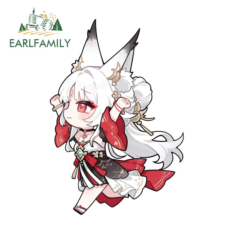 EARLFAMILY Chibi Xin Running Car Stickers Wuthering Waves Hot Game Anime Fox Decal Vinyl JDM Computer Cooler Car Accessories