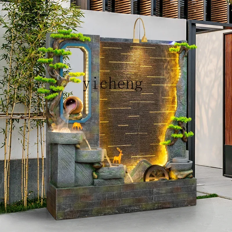 W28 Chinese Rockery Flowing Water Landscape Office Restaurant Water Curtain Wall Courtyard Water Ornament