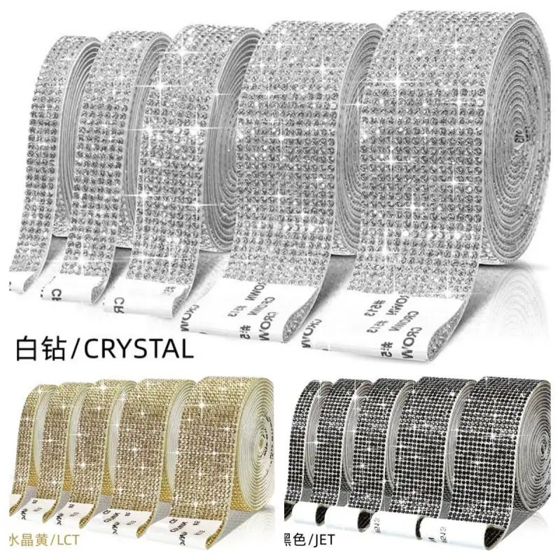 Self Adhesive Crystal Rhinestone Sticker Diamond Ribbon DIY Sticker Rhinestones Arts Crafts Car Phone Decoration Dropshipping