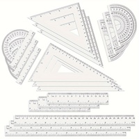 18pcs Geometry Set-Includes Plastic Rulers & Protractors, Imperial and Metric Measurements, Suitable for Classroom & Office Use