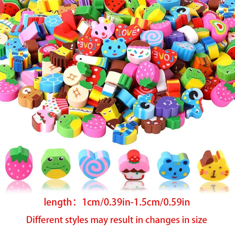 50/100/400pcs Mini Rubbers Cartoon Themed Eraser for Writing Drawing Correction Cute Vibrant Portable Office Study Supplies XJM