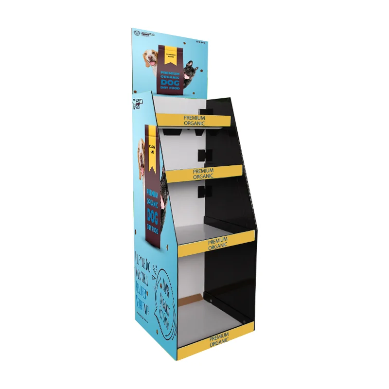 custom.Factory Leader Display LD1205 Floor Standing Corrugated Cardboard Pet Dog Food Display Rack Recyclable Easy