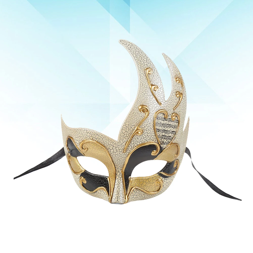 

Flame Crack Premium Masquerade Ball For Men Venetian Half Face Adjustable Strap Eco-Friendly Skin Safe Costume Carnival Party