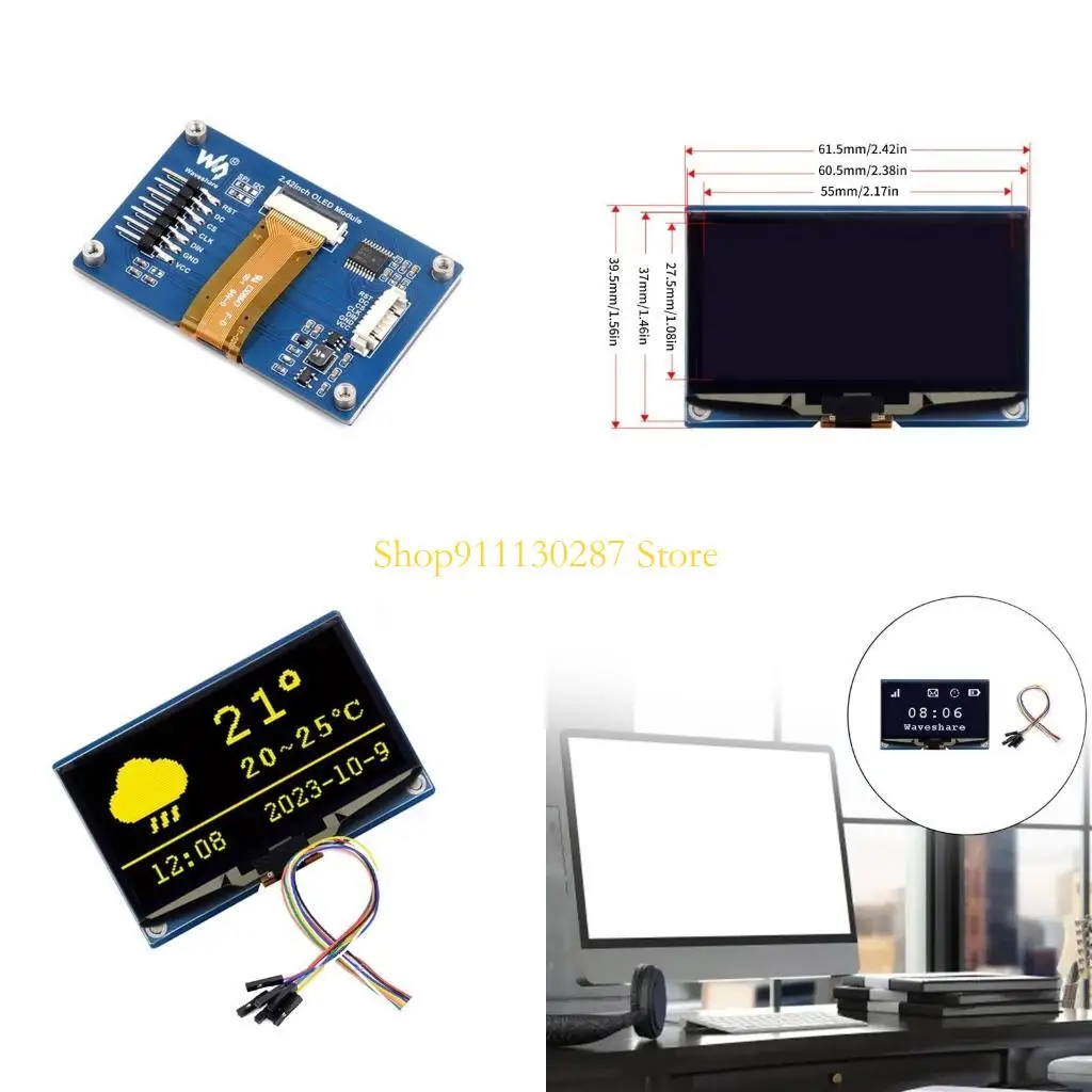 J1HC 2.42 인치 스크린 하이 디화 2.42 ''디스플레이 모듈 128 × 64 전자 장치 Forstm32 Forraspberrypi
