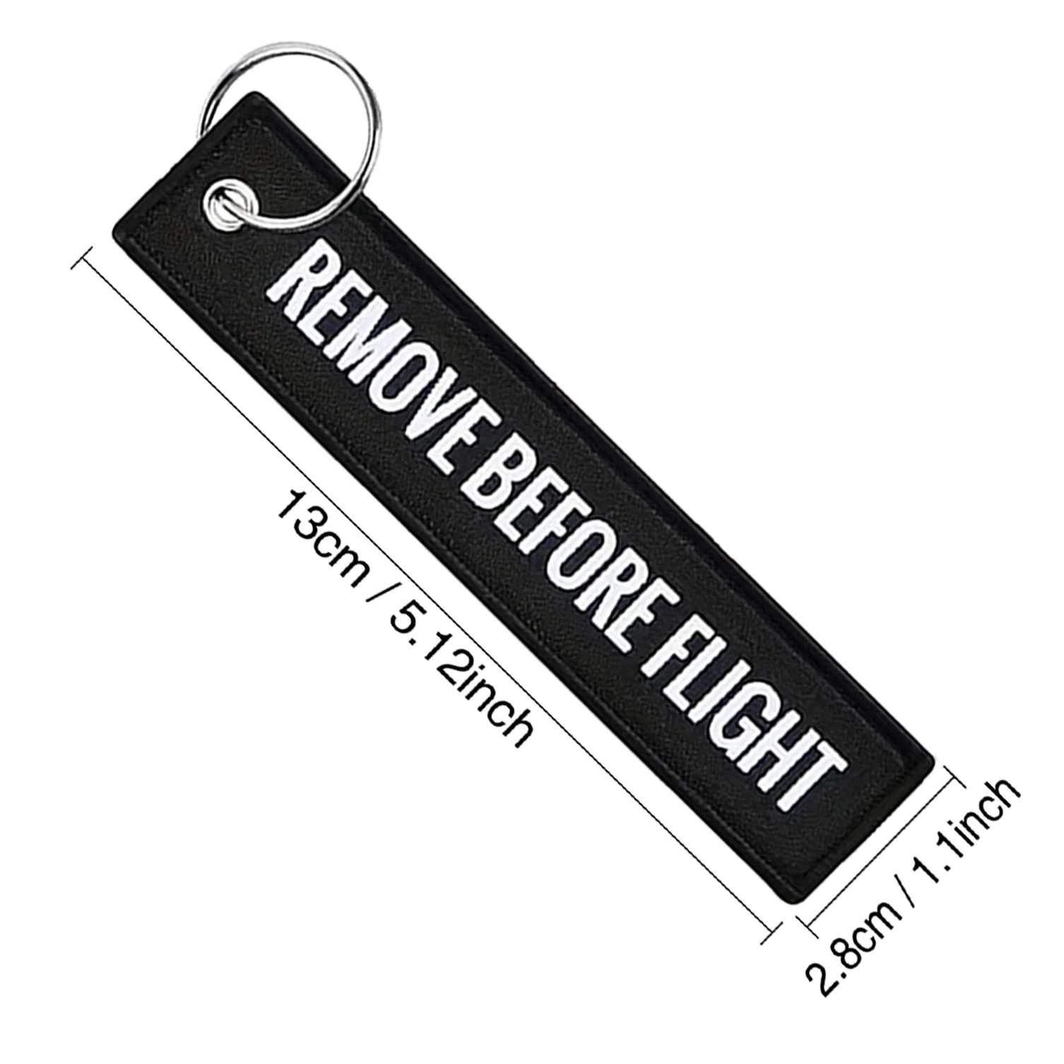 5Pcs Remove Before Flight Tags Keychain Keyring Rectangle Polyester Embroidery Message Multicolor