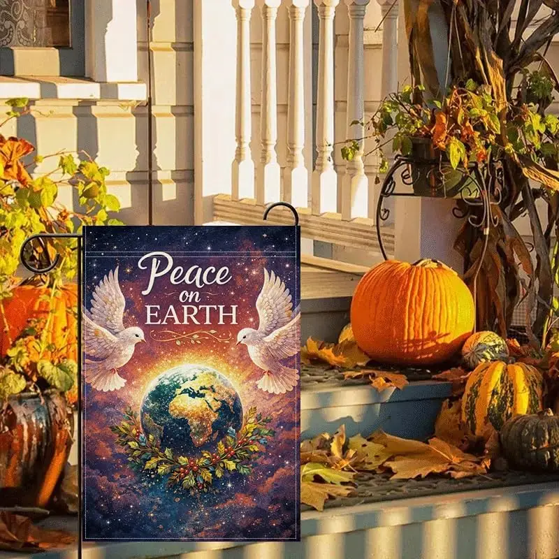 Peace on Earth Dove Garden Flag, 12x18 Inch Christmas Outdoor Yard Flag, Religious Garden Flag for Winter Décor, Holiday Law yyi