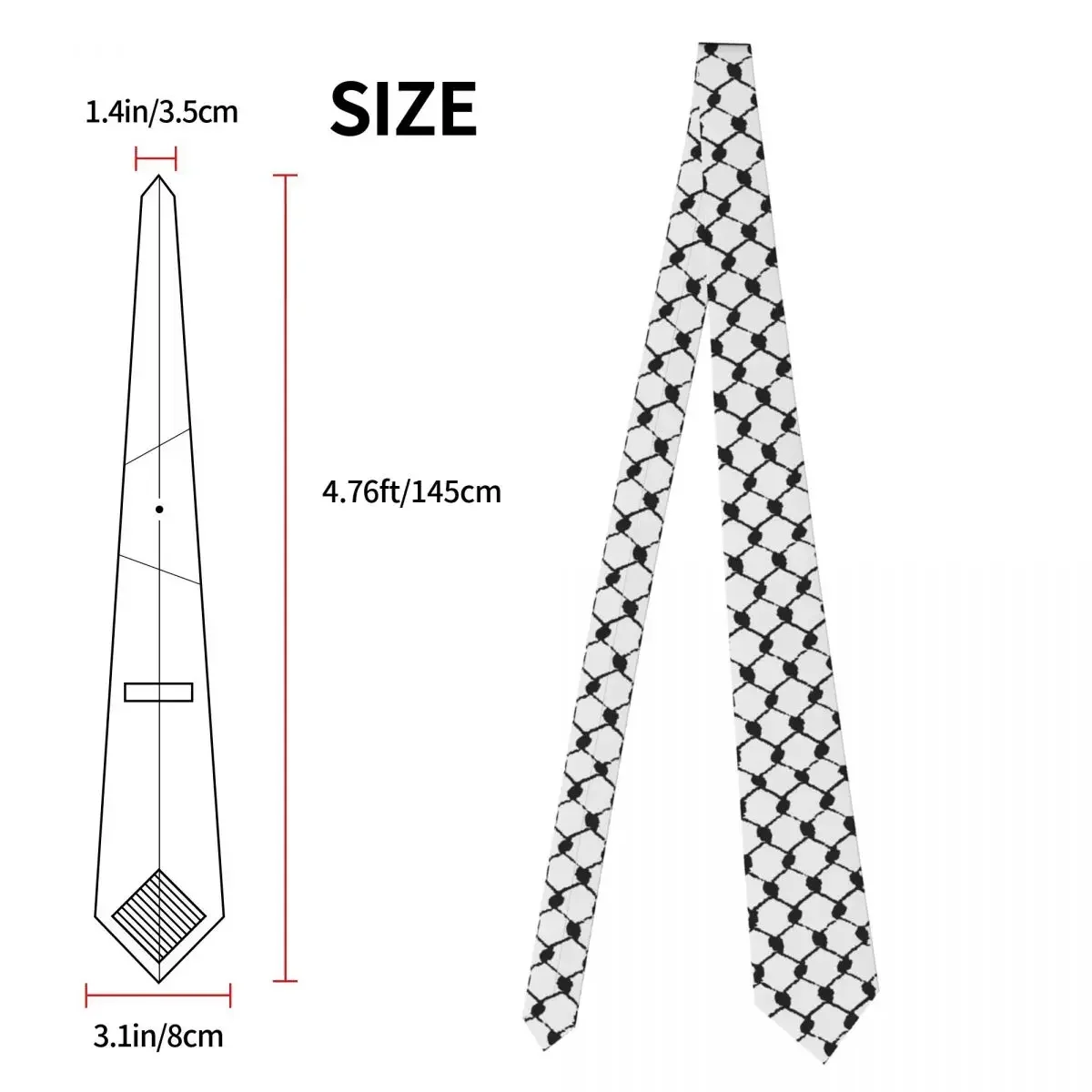 Palestinian Hatta Kufiya Folk Pattern Necktie Arabic Traditional Keffiyeh Design Men Necktie Daily Wear Wedding Cosplay Props