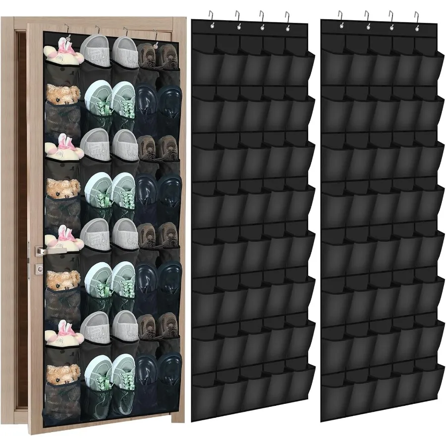 

2 упаковки 40 органайзеров для обуви над дверью, большой сетчатый карман, подвесная полка для обуви для шкафа, нескользящий держатель для хранения на дверь общежития