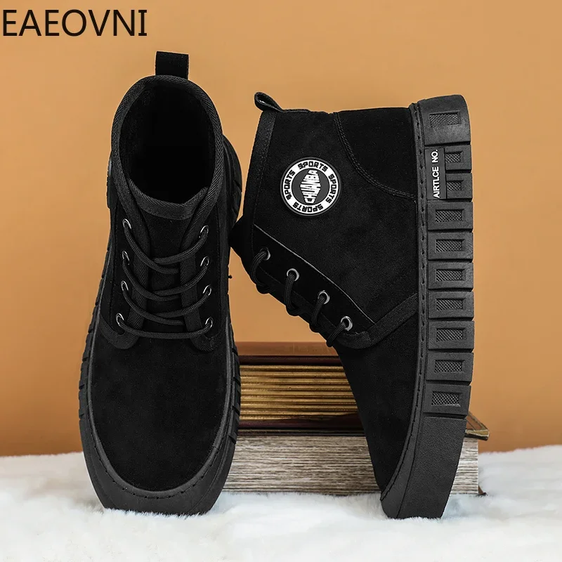 Tooling Boots High Tops Men's Winter Boot Platform Keep Warm Hard-wearing Trendy All-match British Style Man Shoe EAEOVNI New