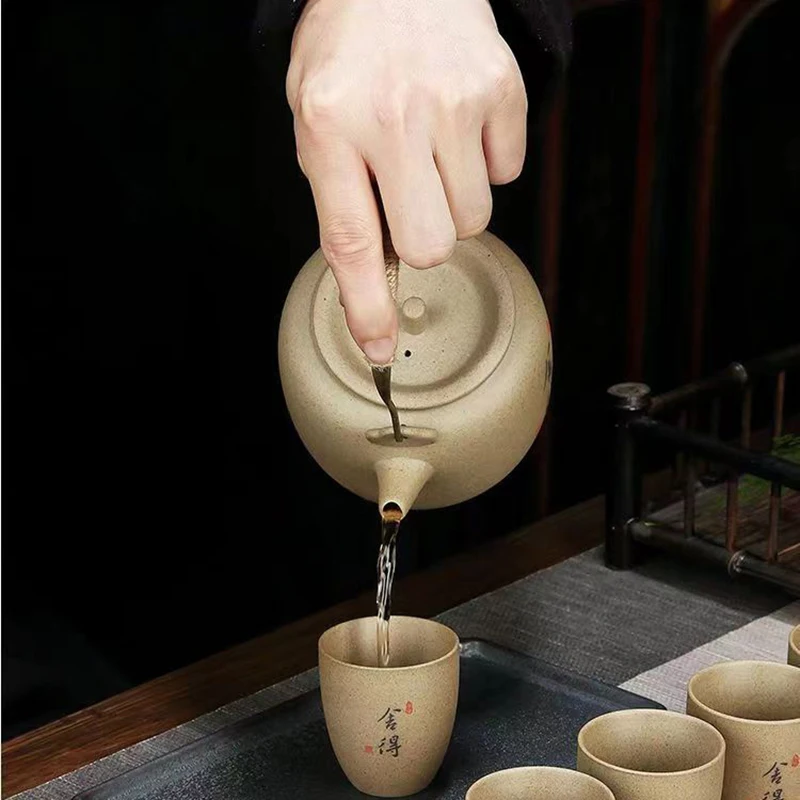 New Rough Pottery Tea Set Large Capacity Lifting Beam Pot Ceramic Cup Glass Teapot Teapot Shu Puer Kettles Mugs Coffee Cups Mug