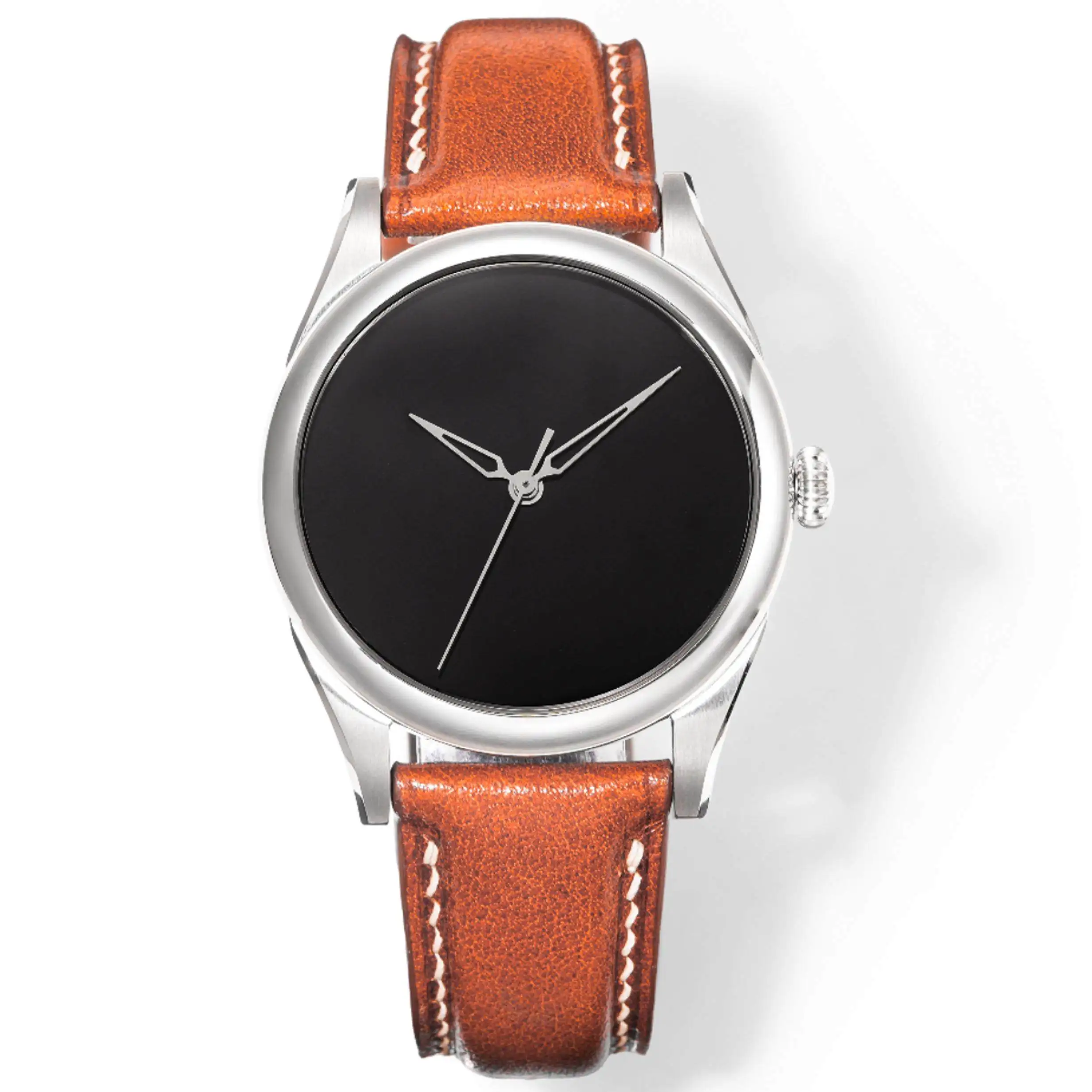 

HUASUO Natural Black Agate Gem Disc Watch 38mm Luxury Men's Waterproof Movement Watch