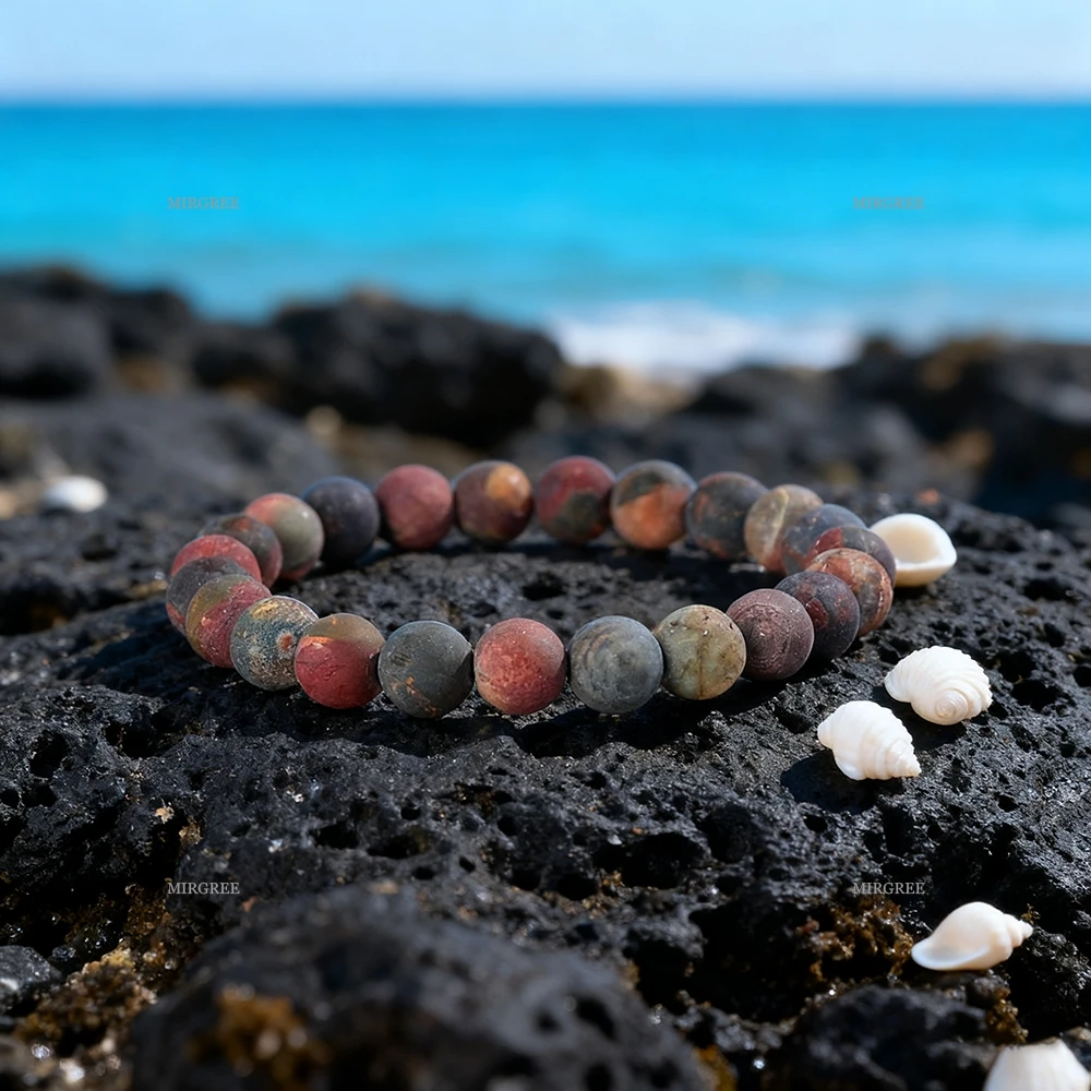 قطعة واحدة من سوار الخرز الحجري الطبيعي متعدد الألوان، ملحق لون الأرض مع خصائص كريستال الشفاء، ملابس يومية #1