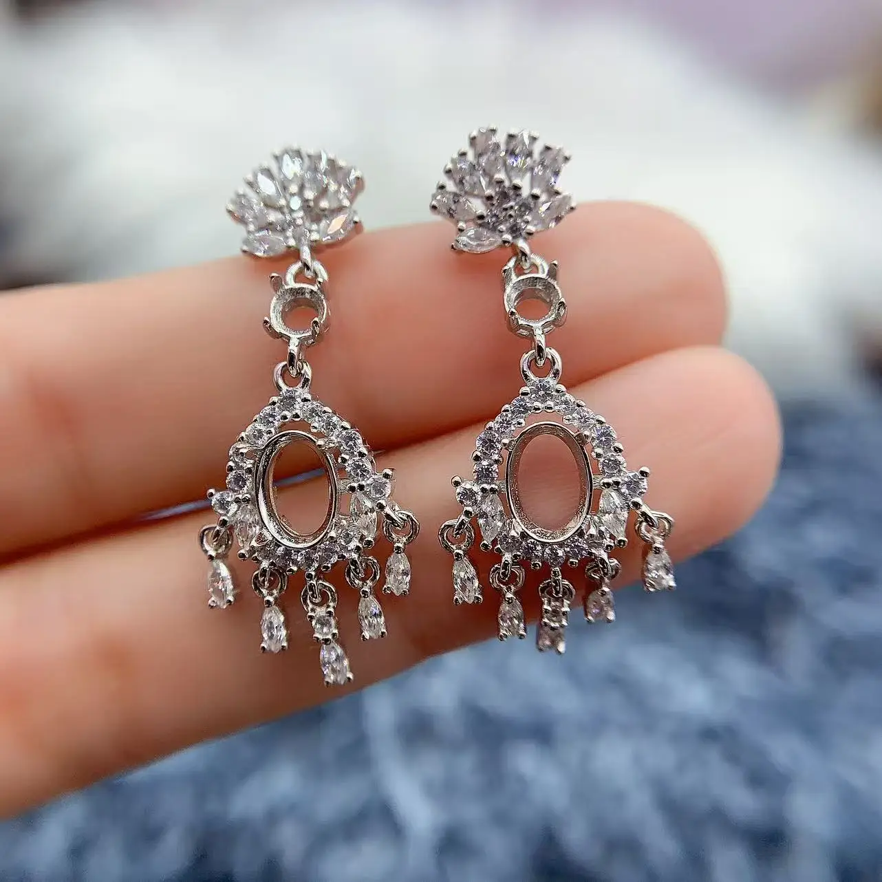 

MeiBaPJ инкрустация овальная 5*7 мм 2 шт./3*3 мм 2 шт. серьги S925 стерлингового серебра DIY женские подарки ювелирные аксессуары оптом