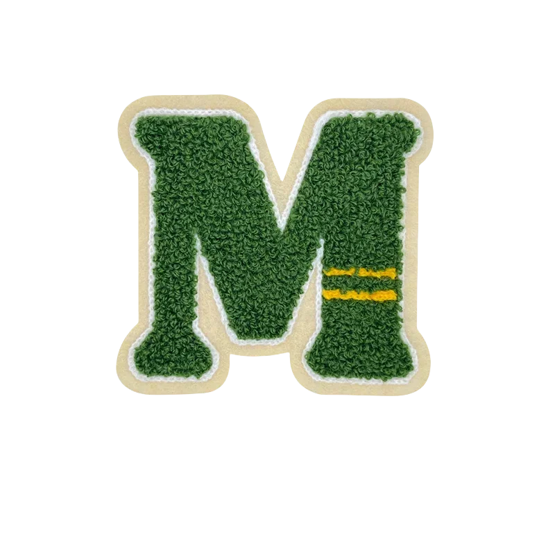 English letter M with Strip Embroidery Clothing Accessories Chenille Patch Jacket Decorative Patch ironing Patches