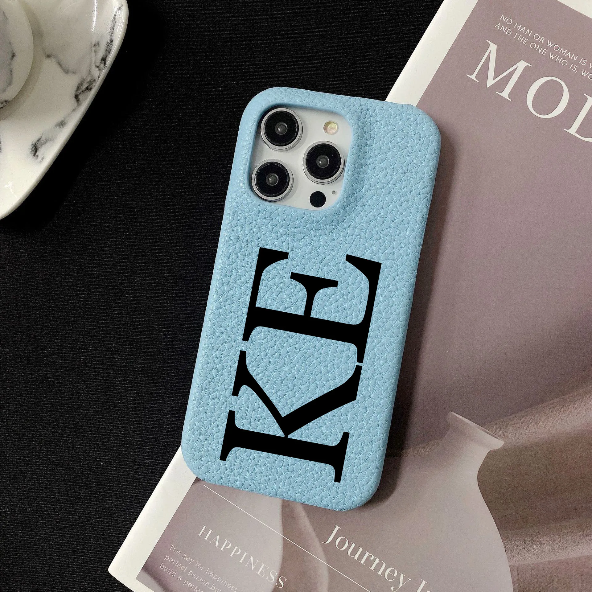 Personalised inevitable Initial kafr letters name Leather Case for iphone 11 12 14 13 15 Pro Max 16 14Plus Luxury Hard Covers