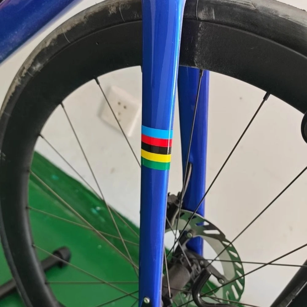 1PC Champions Rainbow Stripe Road Bicycle Frame Stickers Top Tube Waterproof DIY Decoration MTB Bike Fork Durable Vinyl Decals