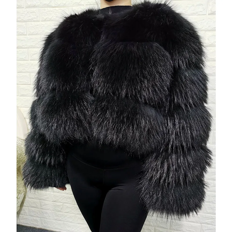 Plus Size Tops Brownfur 2025 Dames Uitloper Natuurlijke Lacun Echte Bontjas Winterjas Dameskleding