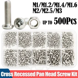 M1 M1.2 M1.4 M1.6 M2 M2.5 M3 Machine Screws Phillips Cross Recessed Pan Head Screw 304 Stainless Steel TV Computer Bolt Nut Set