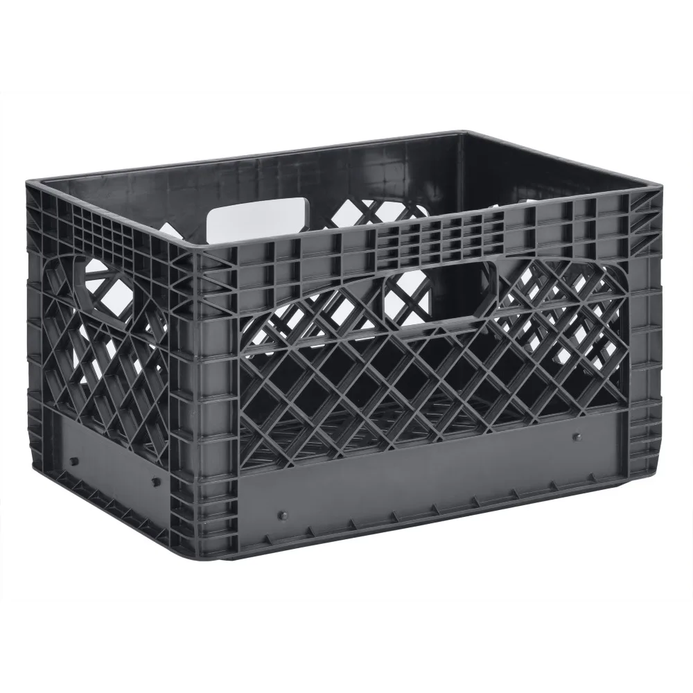 Caja de Almacenamiento de Plástico Resistente para Leche, 24QT, Negra, para Uso Doméstico, en la Cocina y Comercial