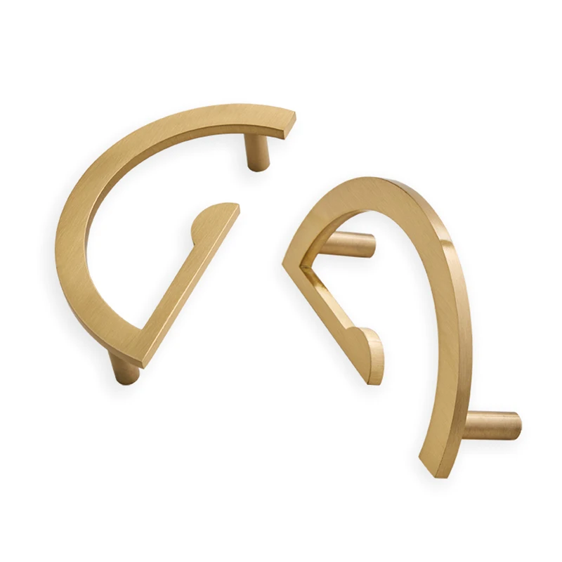 

2 пары полукруглых мебельных ручек из цельной латуни, ручки-кольца для ящиков, шкафов, гардеробов, тумб под ТВ