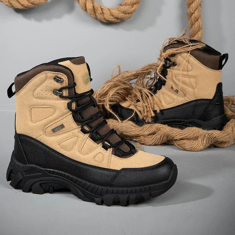 Men Tactical Boots Lace Up Military Army Boot Unisex Work Hiking Shoe Desert Waterproof Brand Climbing Shoe Male Ankle Size Plus