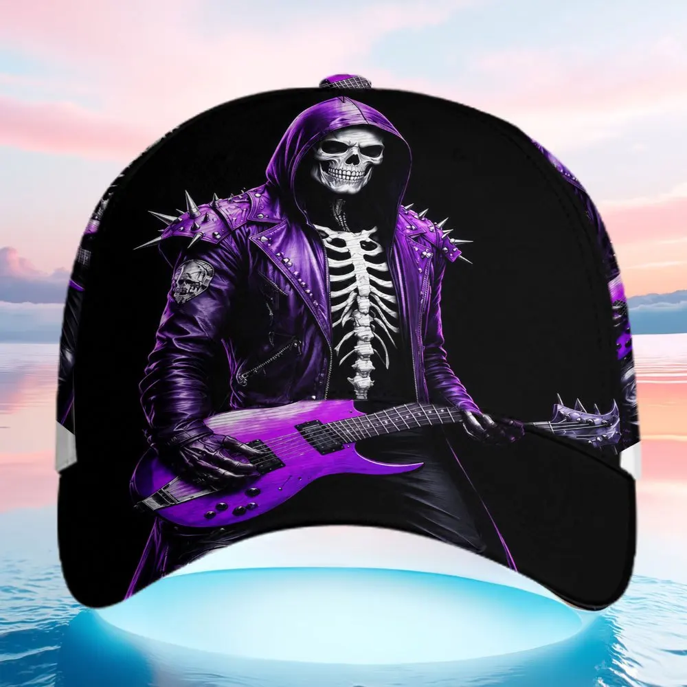 Purple Rock Skeleton Baseball Cap Featuring Abstract Elements Provides an Optimal Experience Perfect for Barbecue Parties