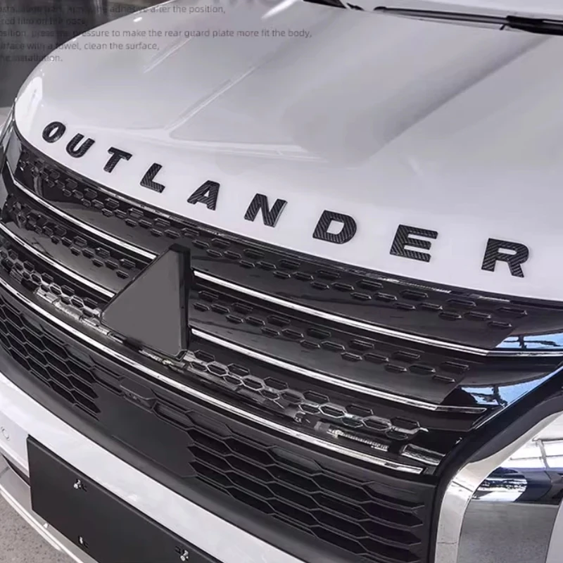 Car ABS Letters Words Logo Decals Sticker For Mitsubishi OUTLANDER 2023 2024 2025 Head Hood Alphabet Emblem Stickers ﻿Parts