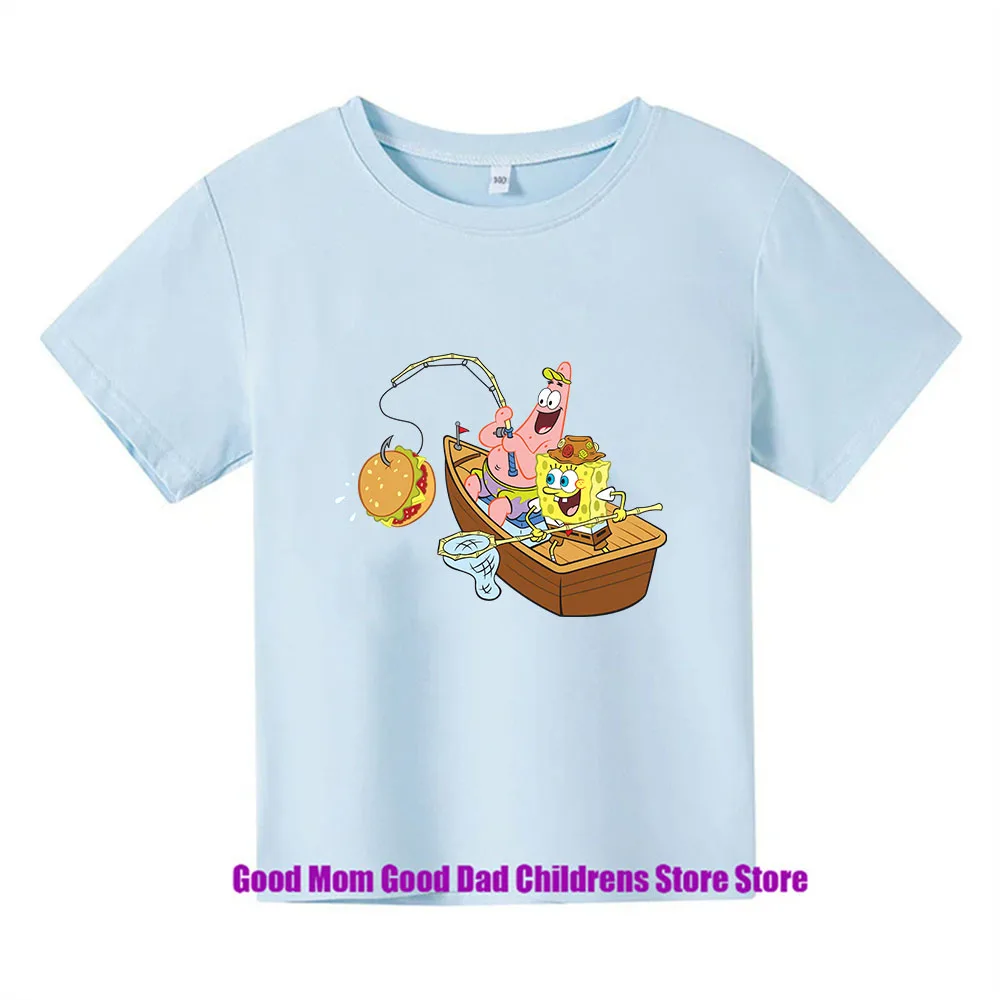 Spongebob Squarepants Summer Childrens Wear Boys And Girls T-shirt Top Cartoon Anime Print Children's Sportswear t shirt  boys