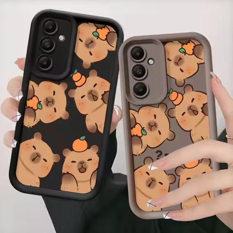 Cartoon Cute Capybara Cover Phone Case for Samsung Galaxy A55 A25 A14 A15 A24 A35 A22 A23 A32 A52s A53 A73 Soft TPU