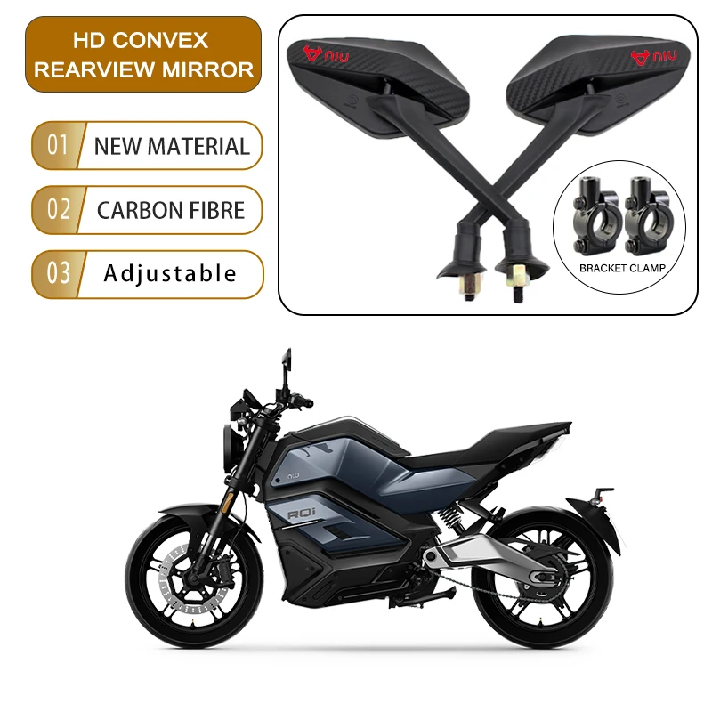 Anti‑Vibration Adventure Bike Side Rearview Mirror For NIU FQi 150 300 500 RQi Sport XQi 3 XQi3 XQi300 XQi400 XQi500
