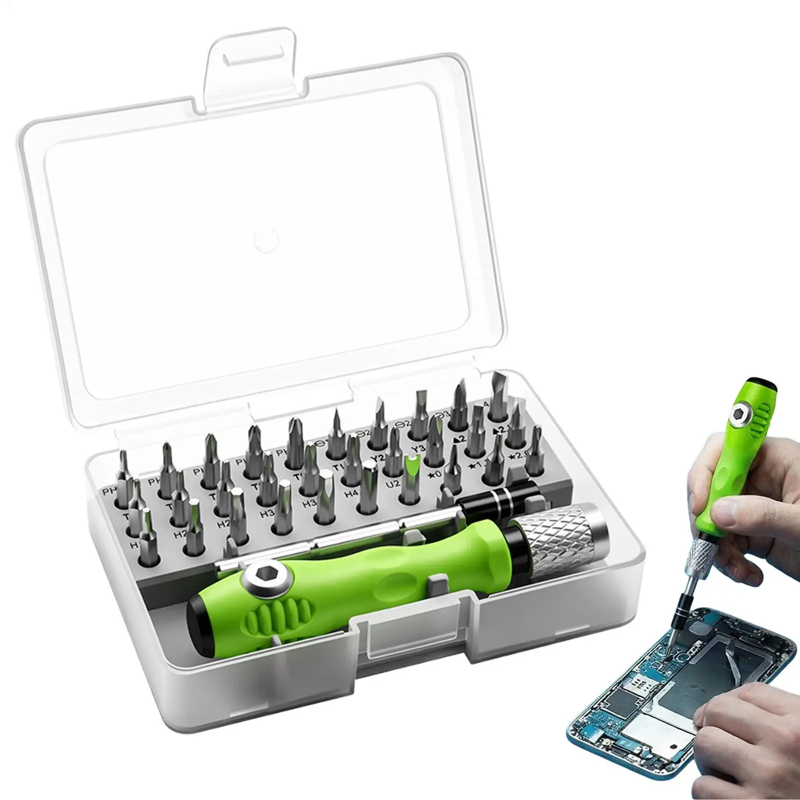 Screwdriver Set 32-in-1 Alloy Steel Bit with Storage Case Driver Set for Glasses Watch Home Car Electronics Computer Electrician