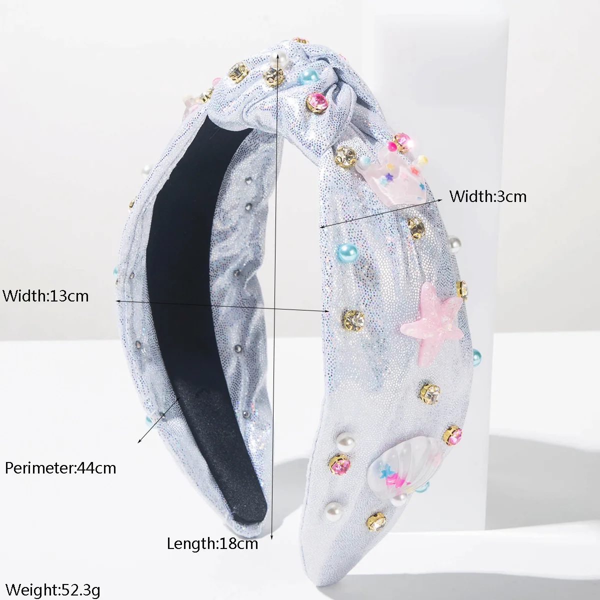Ytterbium hair band fashionable sweet solid color knotted wide edge headband cute wind starfish shell crown accessories hair acc view 2