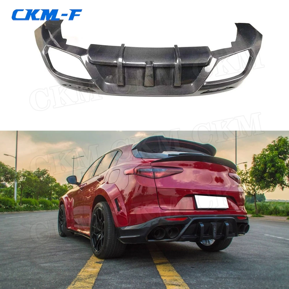 Carbon fiber / FRP Rear Lip Diffuser Spoiler For Alfa Romeo Stelvio 2017 2018 2019 FRP Car Bumper Guard Car Styling