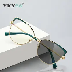 VKYEE New Women Cat Eyes Photochromic Reading Glasses Design Butterfly Frame Customized Prescription Anti-blue Ray Eyewear 3100