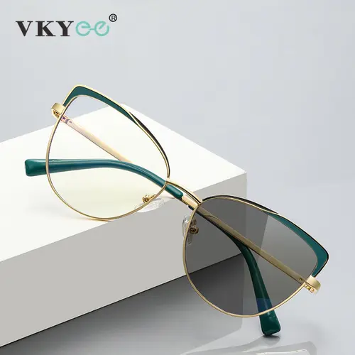 Imagen 1 del producto VKYEE nuevas gafas de lectura fotocromáticas con diseño de ojos de gato para mujer, montura de mariposa, gafas graduadas personalizadas con rayos antiazules 3100