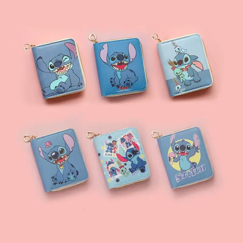 Nueva cartera de dibujos animados de Anime Stitch, bonita cartera para niño y niña, cartera con cremallera de Pu, tarjetero, monedero para estudiante, Mini cartera, regalo para niñas