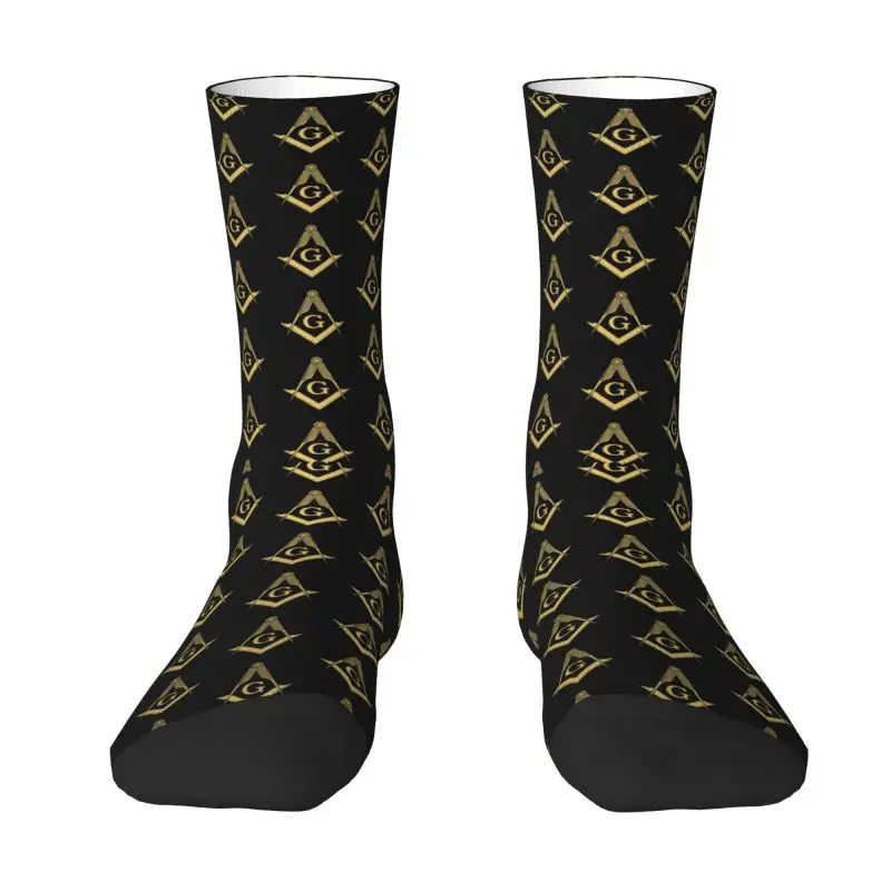 

Freemasonry Symbol Pattern Dress Socks Men's Women's Warm Funny Novelty Masonic Crew Socks