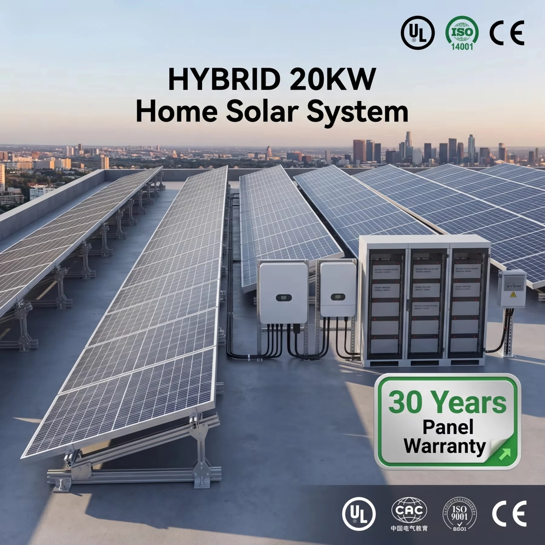 Commercial 20KW Hybrid Solar Energy System 20000W Industrial Storage Unit Manufacturer Wholesale Custom ODM Power Source