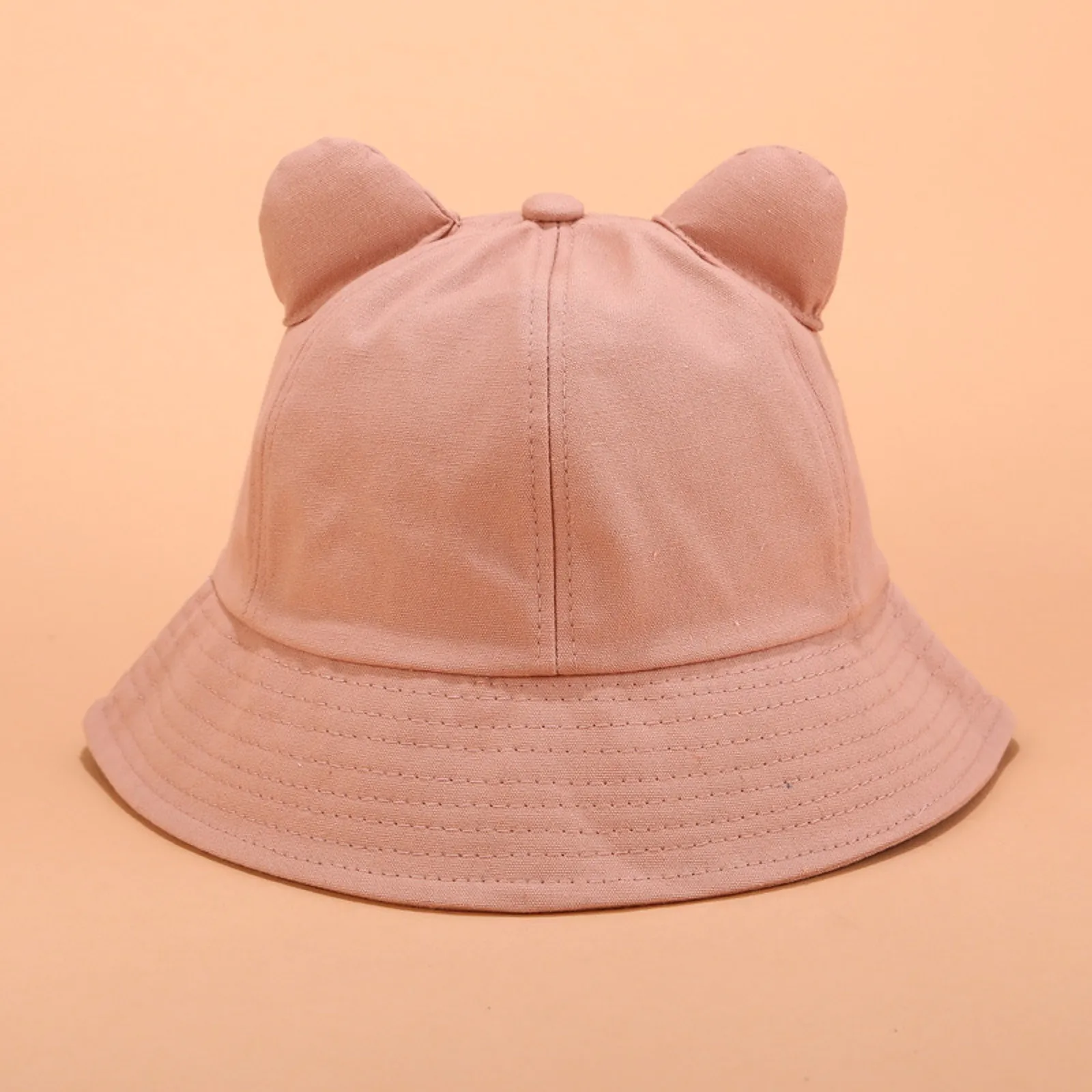 Women Cute Solid Color Cotton Bucket Hat Cute Cartoon Cat Ear Beach Hat Fisherman Hat Sun Cap Kids Outdoor Travel