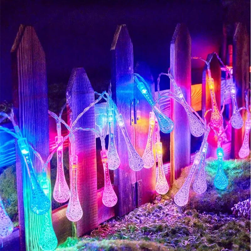 2025 Ramadan Decoration Battery Box Powered LED Water Drop String Lights Christmas Garland Wedding Party Fairy Room Decor