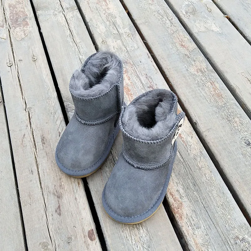 BeckyWalk 2024 New Winter Girls Boys bambini stivali da neve Warm Baby Toddler Boots scarpe per bambini in vera pelle antiscivolo CSH733