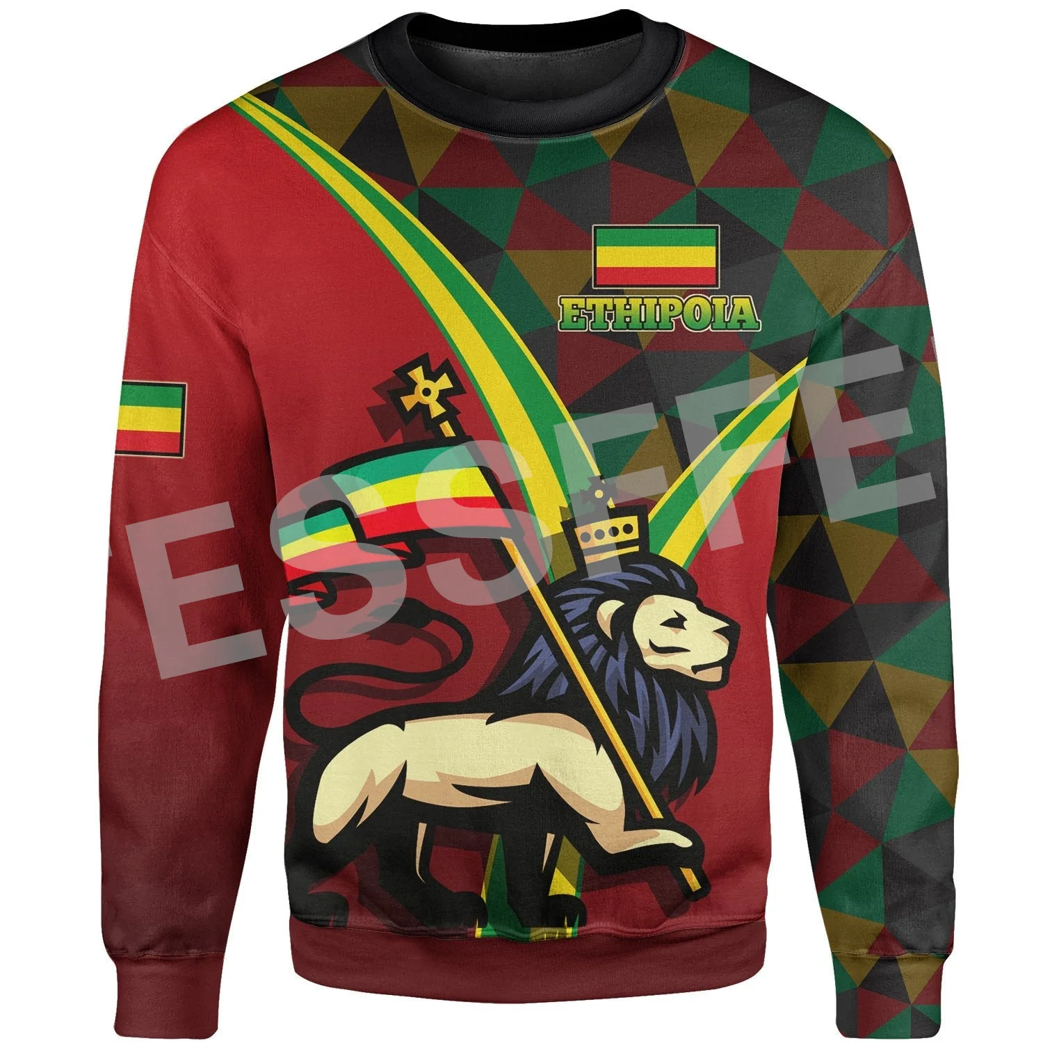 Africa Country Flag Lion Ethiopia Church Reggae Tribel Tattoo Streetwear Tracksuit 3DPrint Unisex Casual Funny Jacket Hoodies 3X