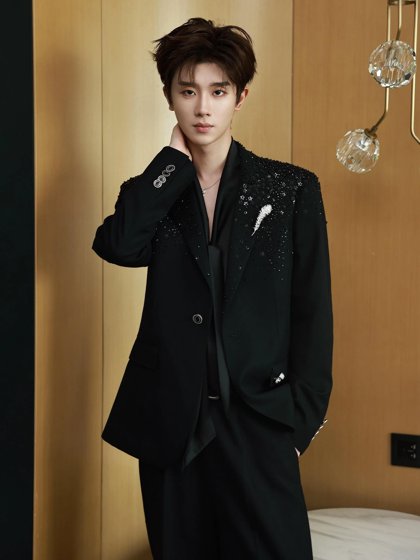 موضة السماء المرصعة بالنجوم لامعة الماس البدلة جاكيتات الرجال 2025 الخريف جديد الراقية العصرية مصممة معاطف شهم وسيم شيك الحلل #3