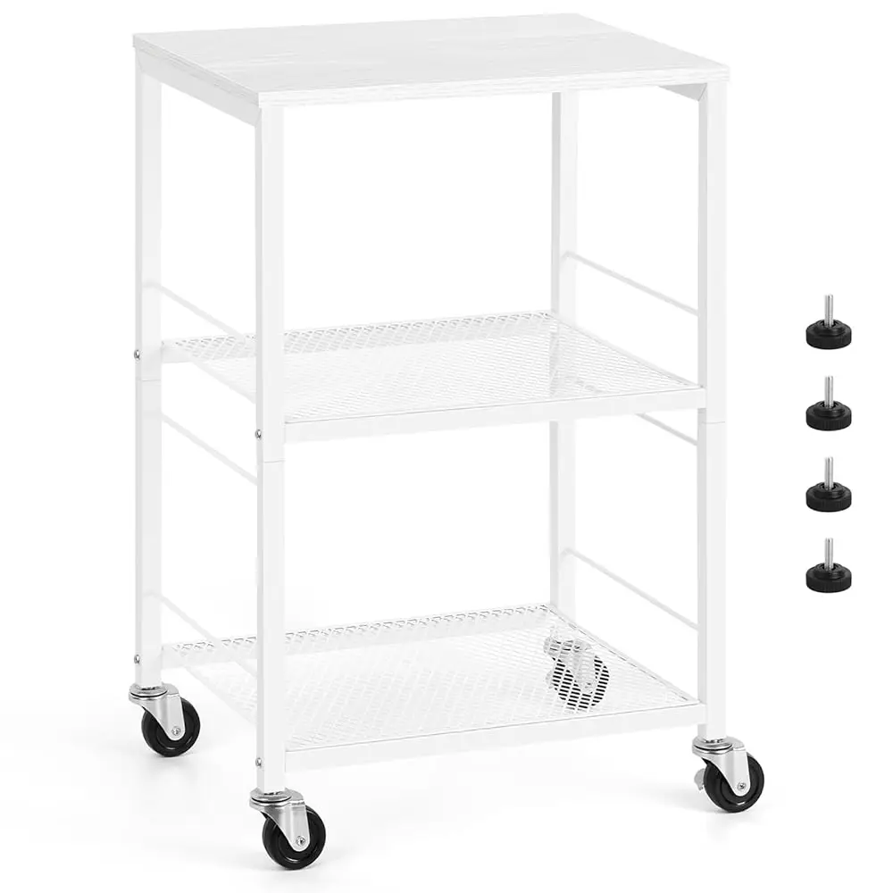 

Side Table 3 Tier End Table Small With Wheels Rolling End Side Table With Storage Shelves White Night Stand For Kitchen Bedroom
