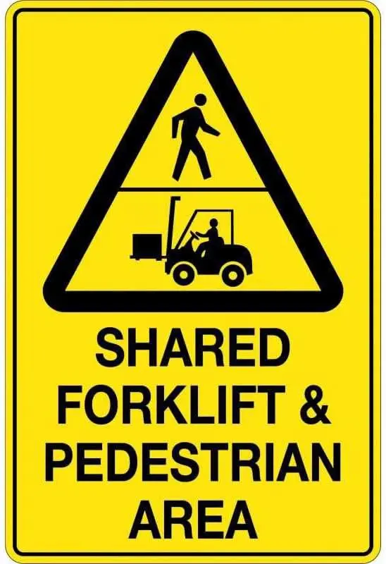 Caution Sign - Shared Forklift & Pedestrian Area With Picto In Safety Signs N4831 ; Metal Tin Gar