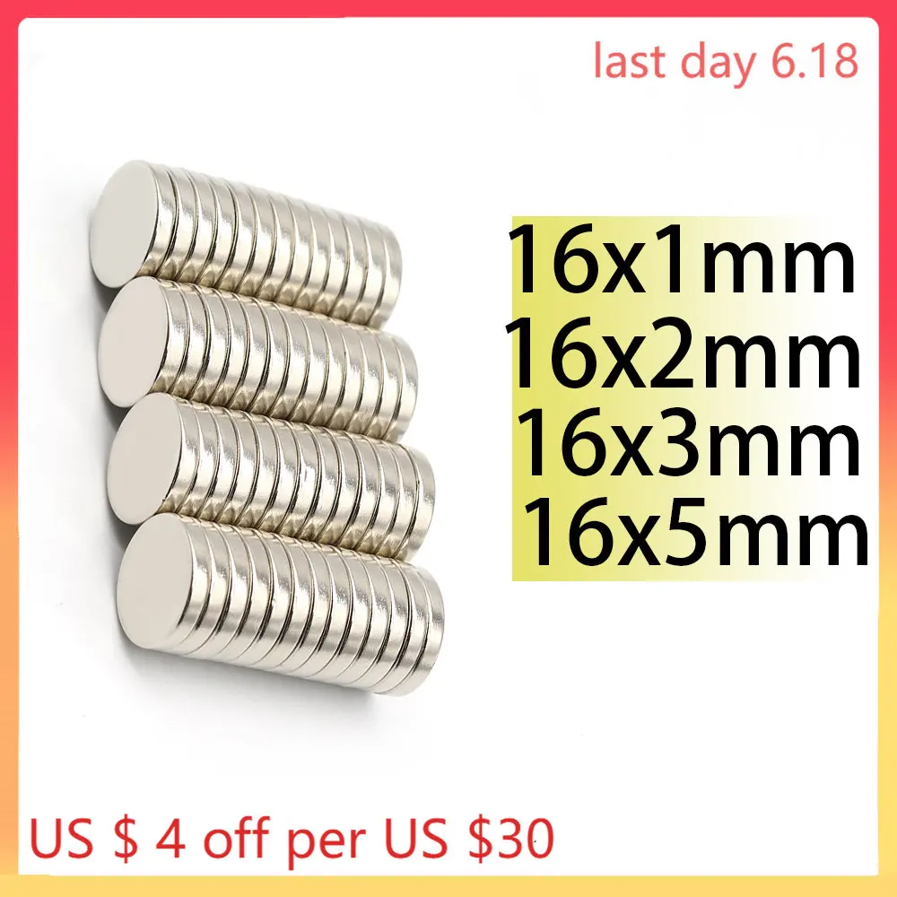 

n35 16x1 16x2 16x3 16x5 Magnet 16*2 16*3 16*5 N35 super strong Neodymium Magnets Nickle Coating Search Magnetic Fridge DIY